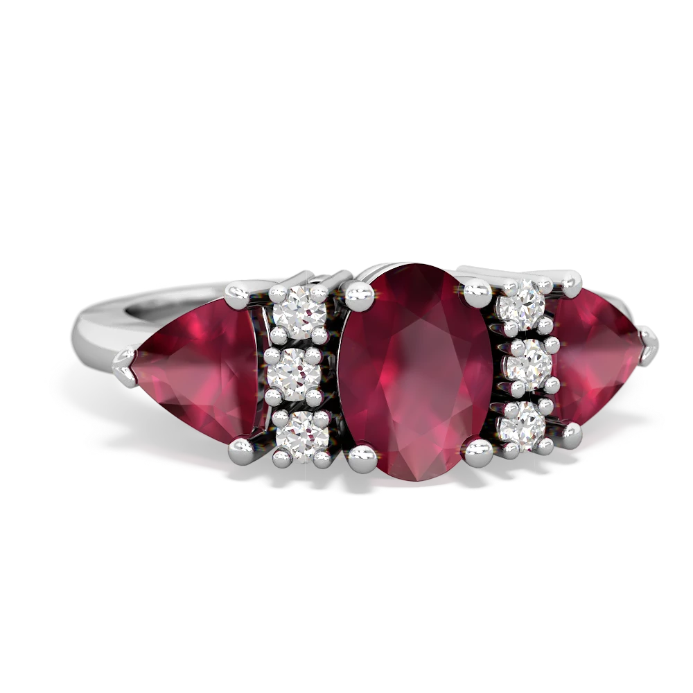 Pink Tourmaline Antique Style Three Stone 14K White Gold ring R2186