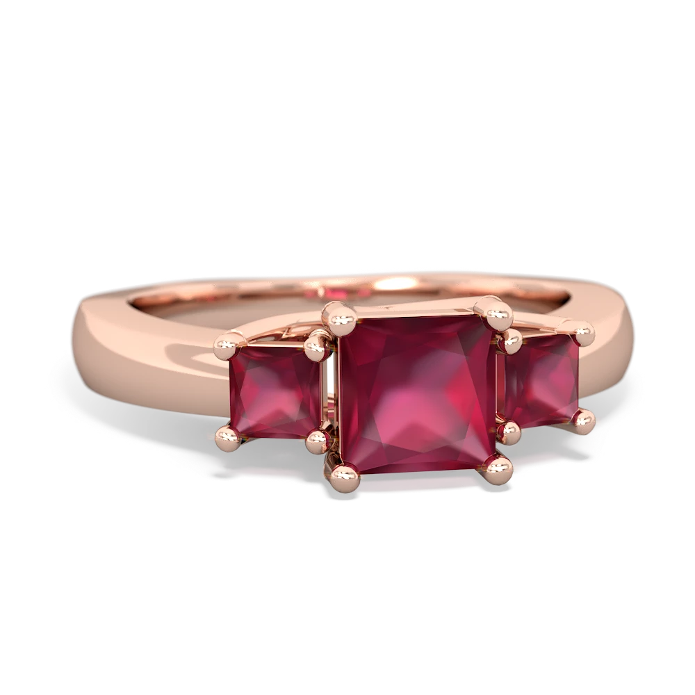 Pink Tourmaline Three Stone Trellis 14K Rose Gold ring R4015