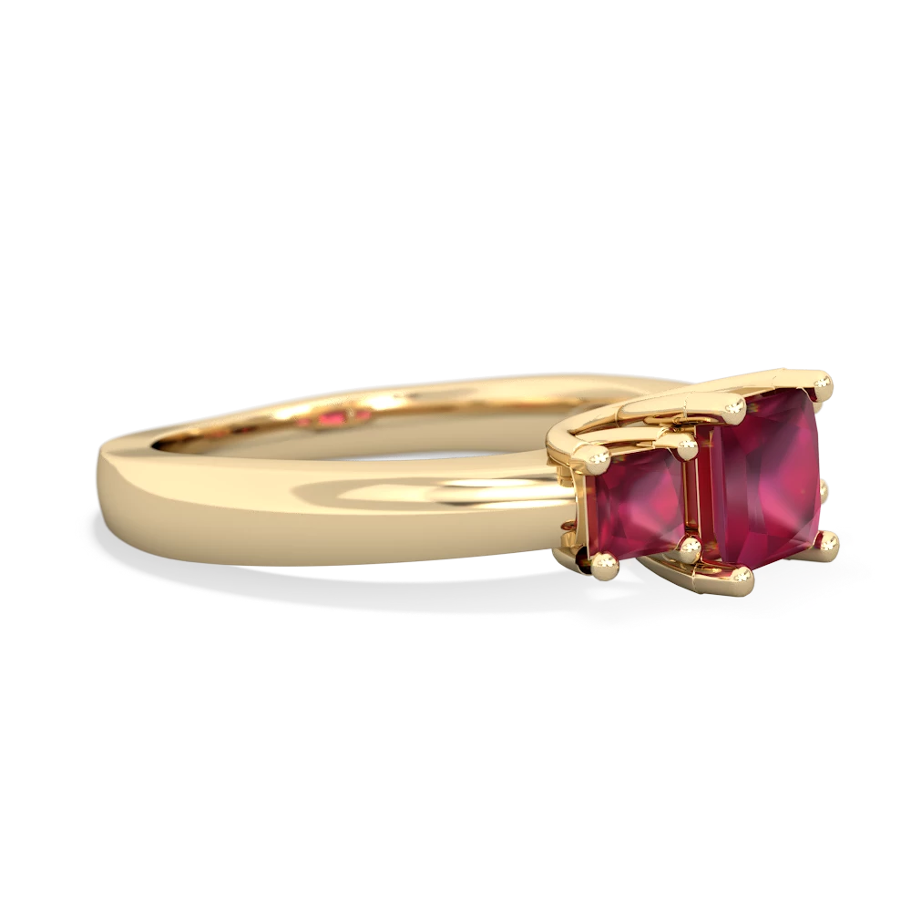 Garnet Three Stone Trellis 14K Yellow Gold ring R4015