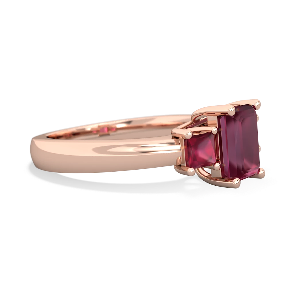 Garnet Three Stone Emerald-Cut Trellis 14K Rose Gold ring R4021