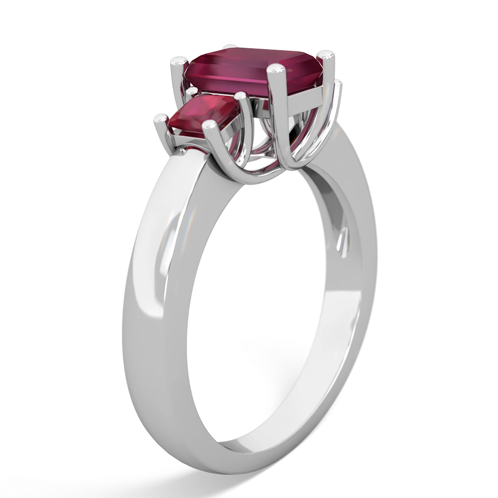 Onyx Three Stone Emerald-Cut Trellis 14K White Gold ring R4021