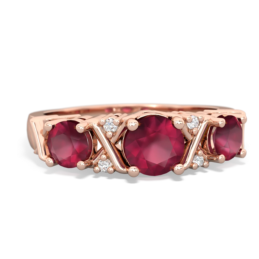 Lab Ruby Hugs And Kisses 14K Rose Gold ring R5016