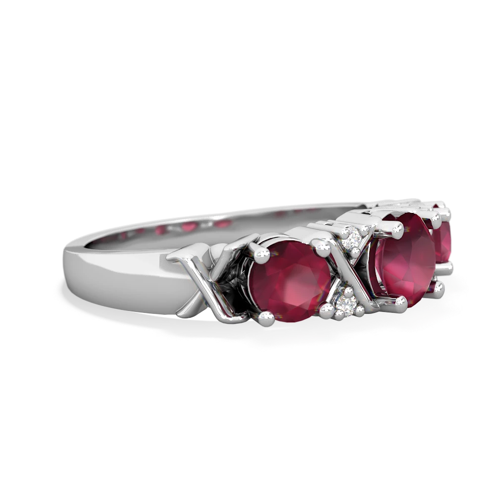 Lab Ruby Hugs And Kisses 14K White Gold ring R5016