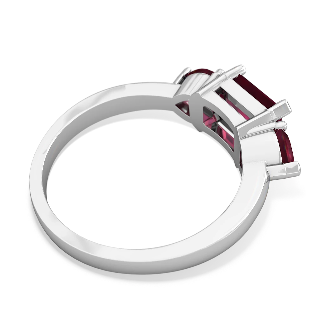 Pink Tourmaline Three Stone 14K White Gold ring R5235