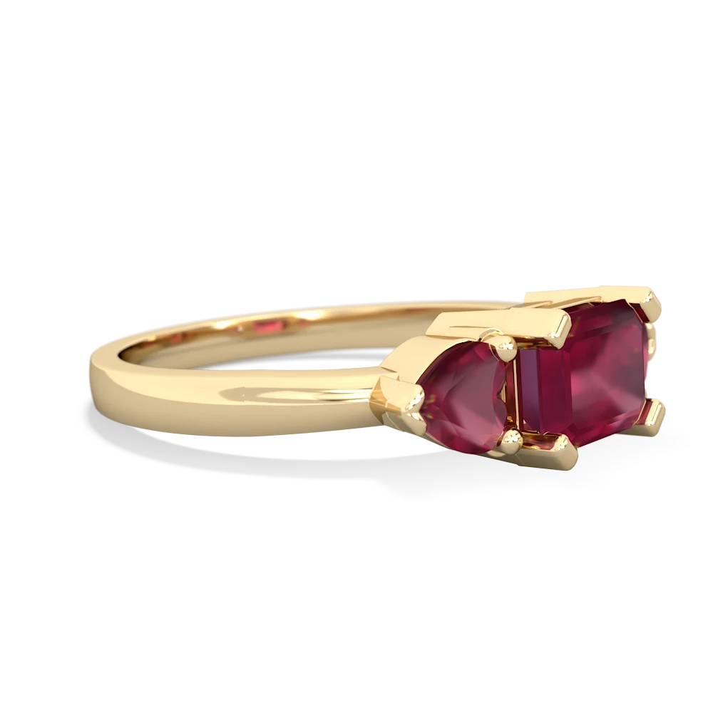 Lab Ruby Three Stone 14K Yellow Gold ring R5235