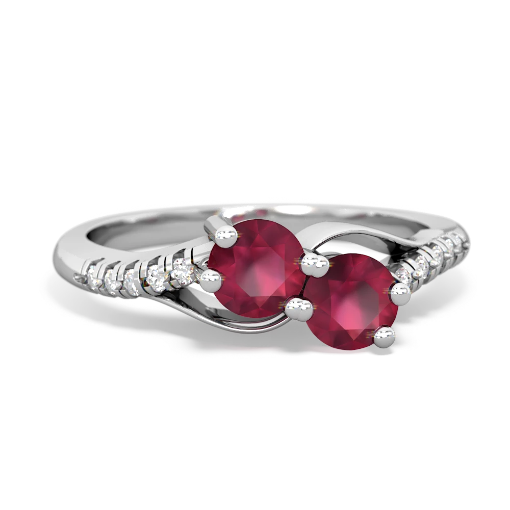 Ruby Infinity Pave Two Stone 14K White Gold ring R5285