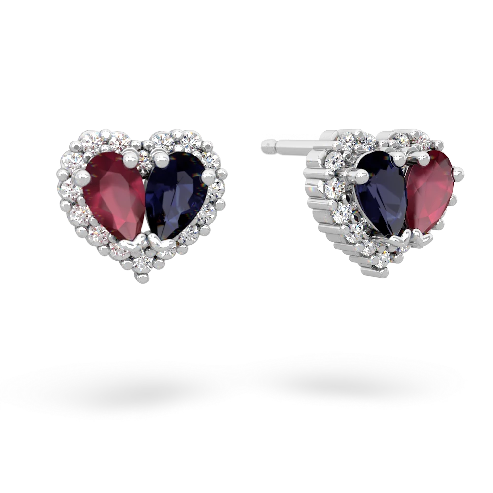 Ruby Halo 14K White Gold earrings E7008