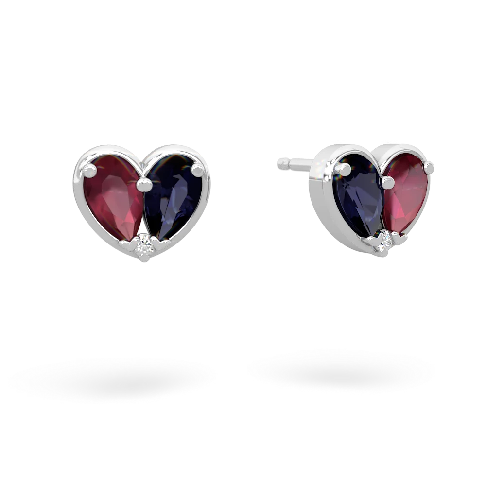 Ruby 'Our Heart' 14K White Gold earrings E5072