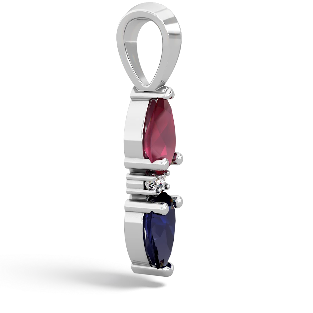 Ruby Bowtie Drop 14K White Gold pendant P0865