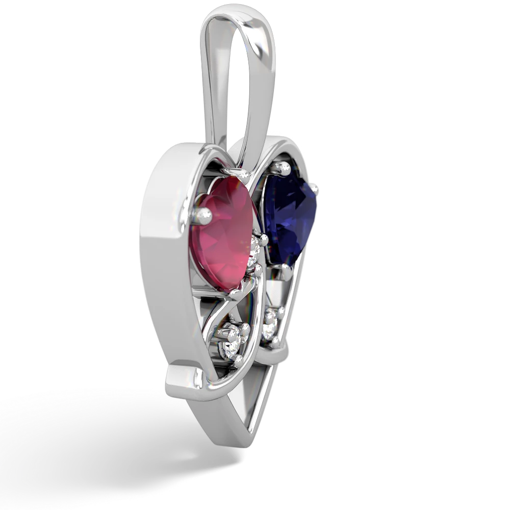 Ruby Celtic Trinity Heart 14K White Gold pendant P5331