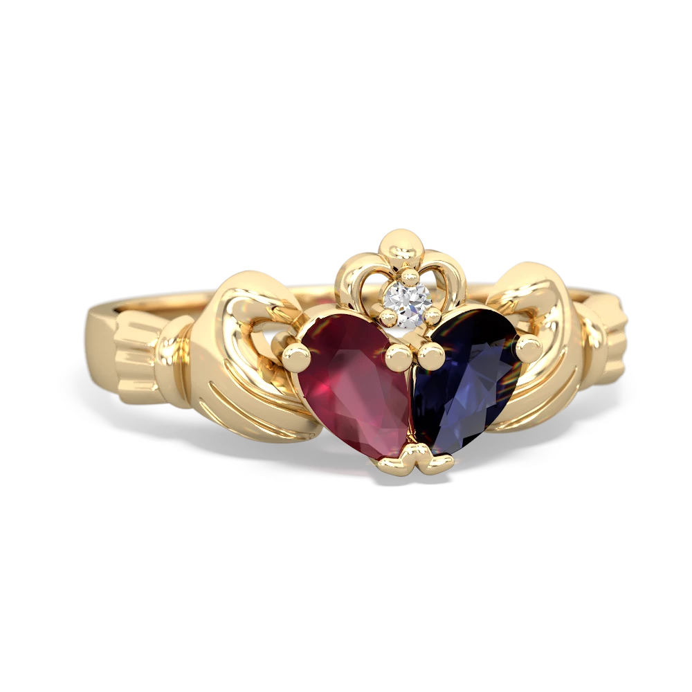 Ruby 'Our Heart' Claddagh 14K Yellow Gold ring R2388