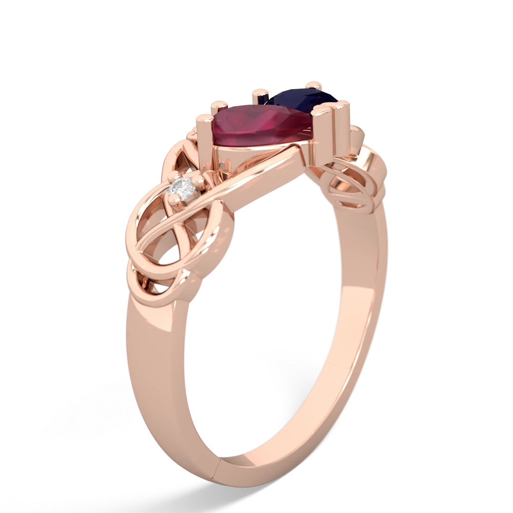 Ruby 'One Heart' Celtic Knot Claddagh 14K Rose Gold ring R5322