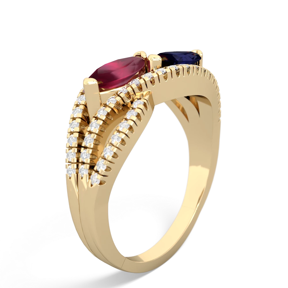 Ruby Diamond Rivers 14K Yellow Gold ring R3070