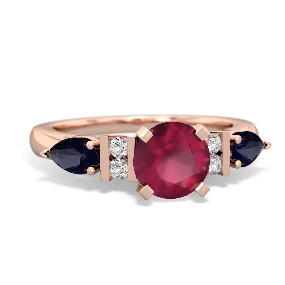 Ruby 6Mm Round Eternal Embrace Engagement 14K Rose Gold ring R2005