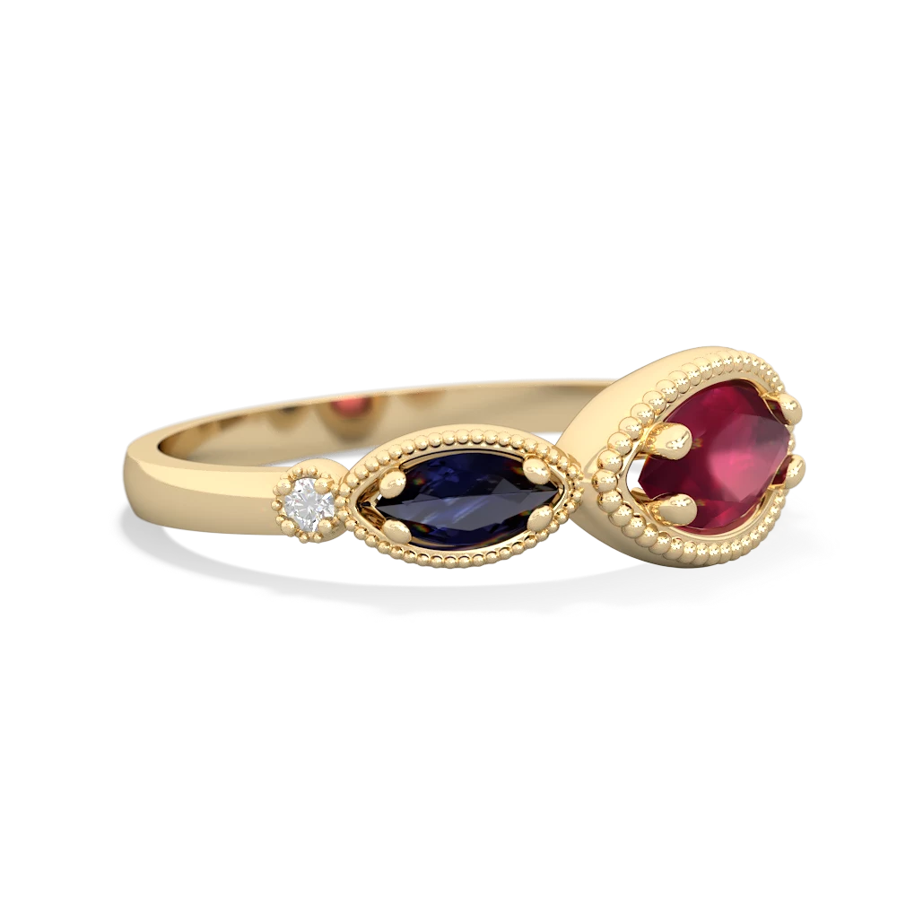 Ruby Milgrain Marquise 14K Yellow Gold ring R5700