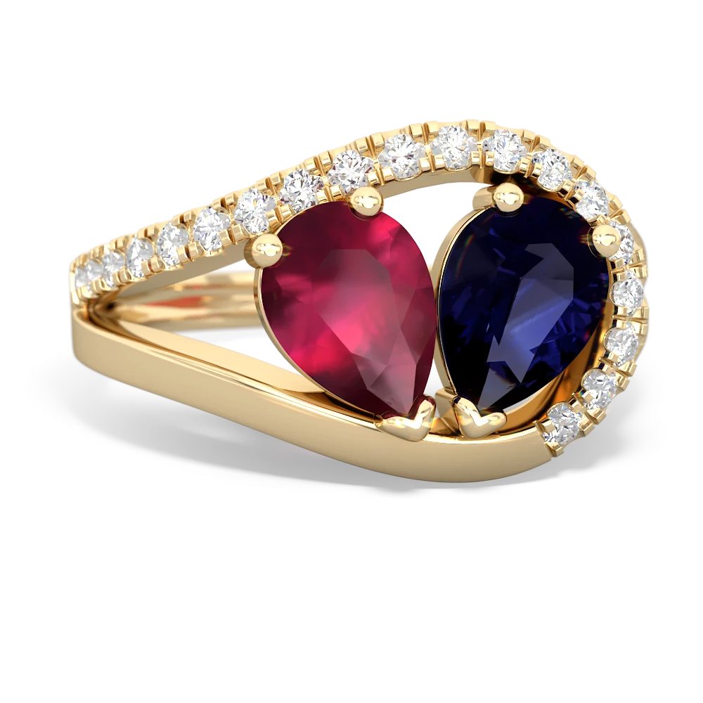 Ruby Nestled Heart Keepsake 14K Yellow Gold ring R5650