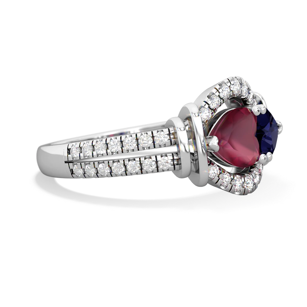 Ruby Art-Deco Keepsake 14K White Gold ring R5630