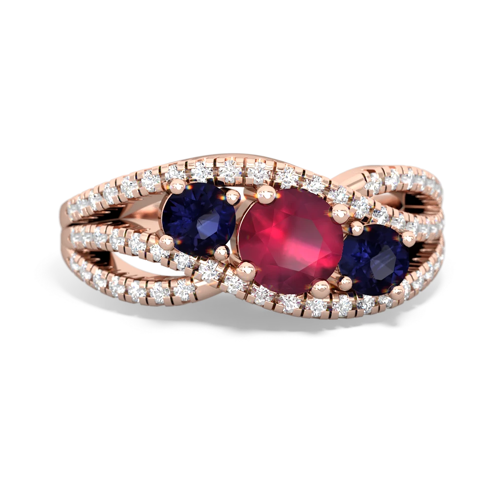 Ruby Three Stone Aurora 14K Rose Gold ring R3080