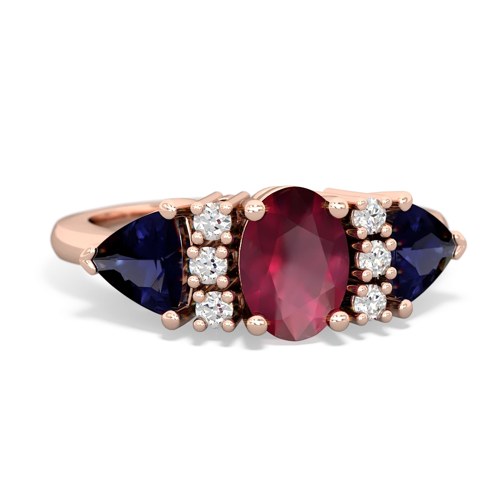 Ruby Antique Style Three Stone 14K Rose Gold ring R2186