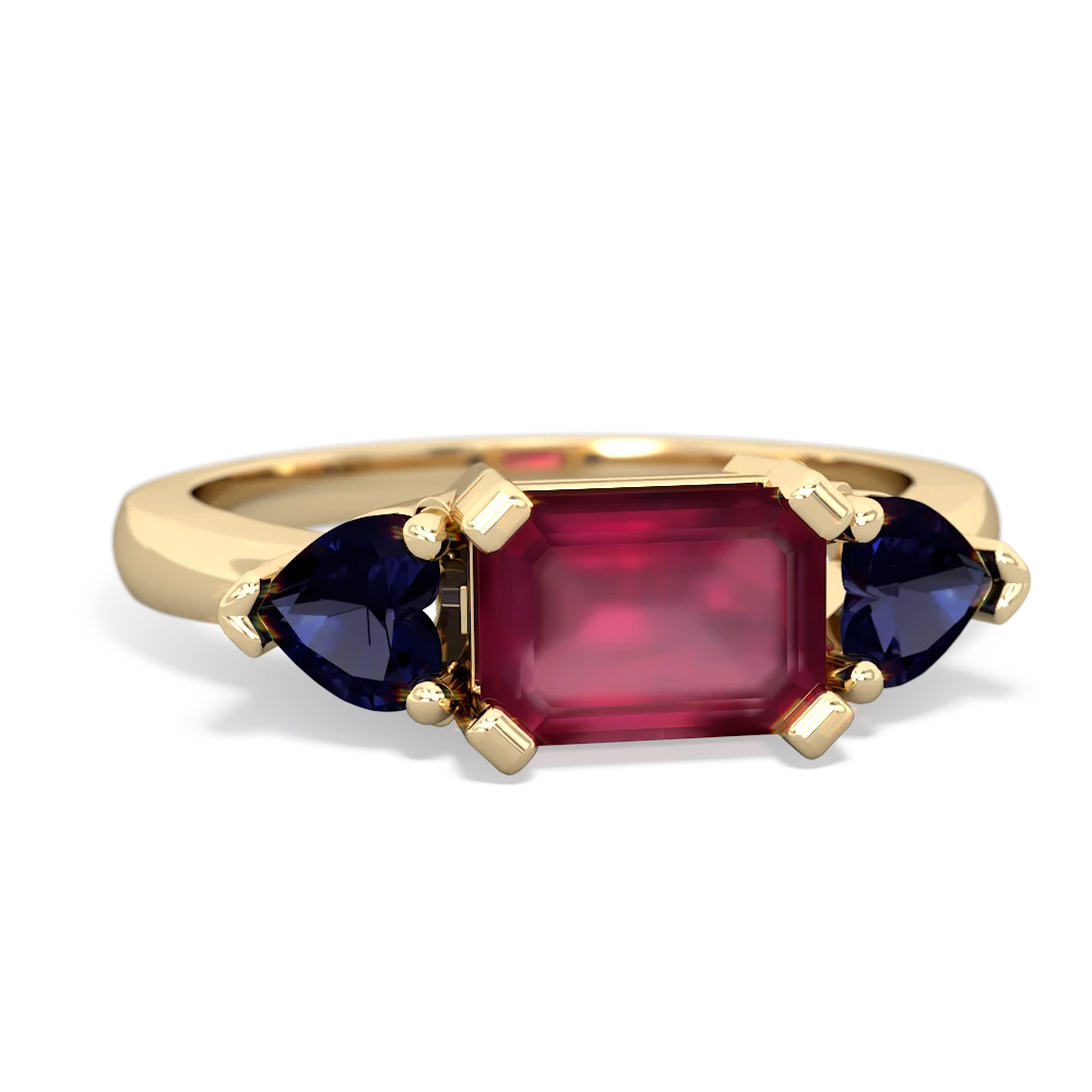 Ruby Three Stone 14K Yellow Gold ring R5235