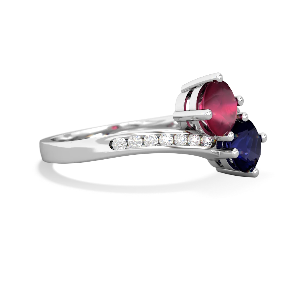 Ruby Channel Set Two Stone 14K White Gold ring R5303