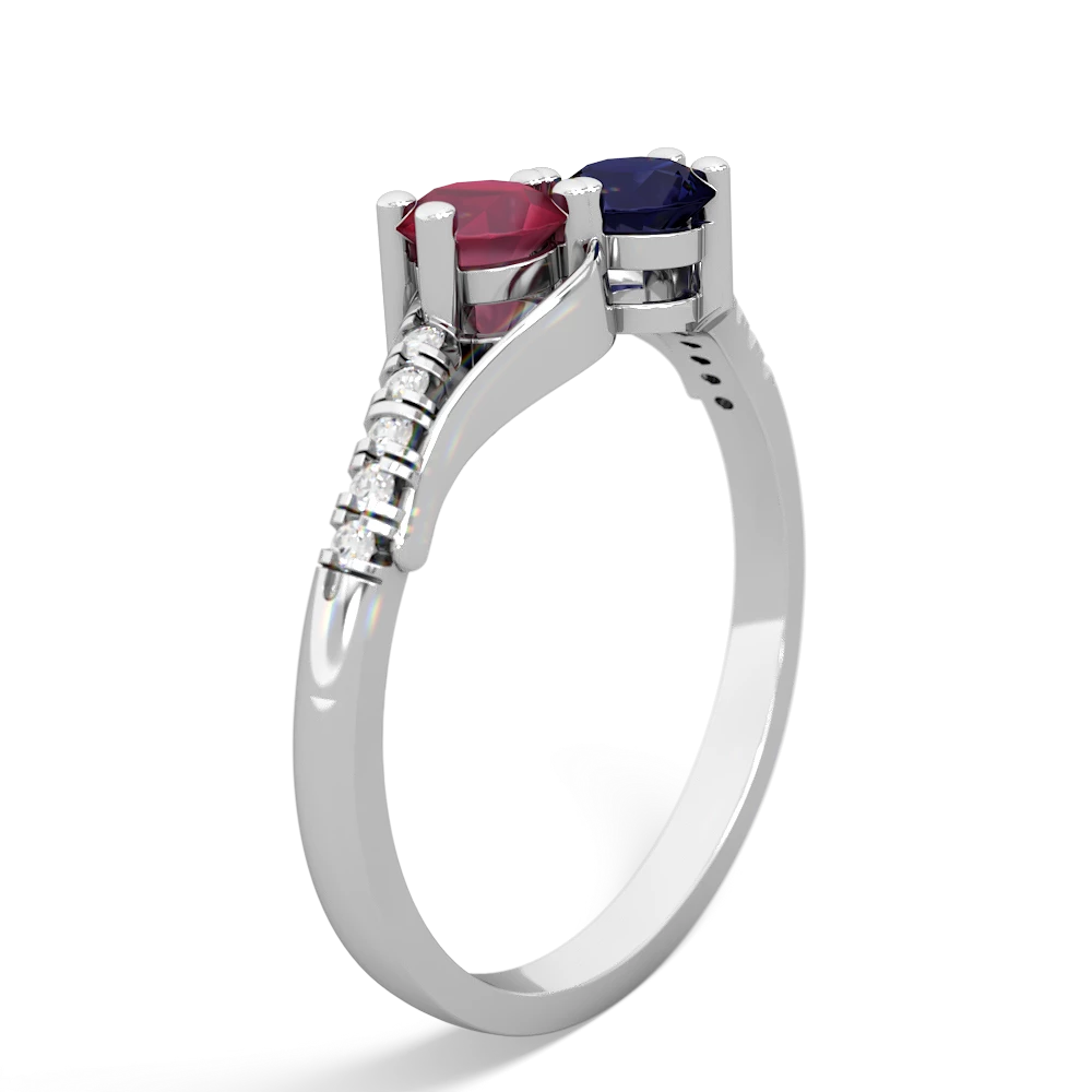 Ruby Infinity Pave Two Stone 14K White Gold ring R5285