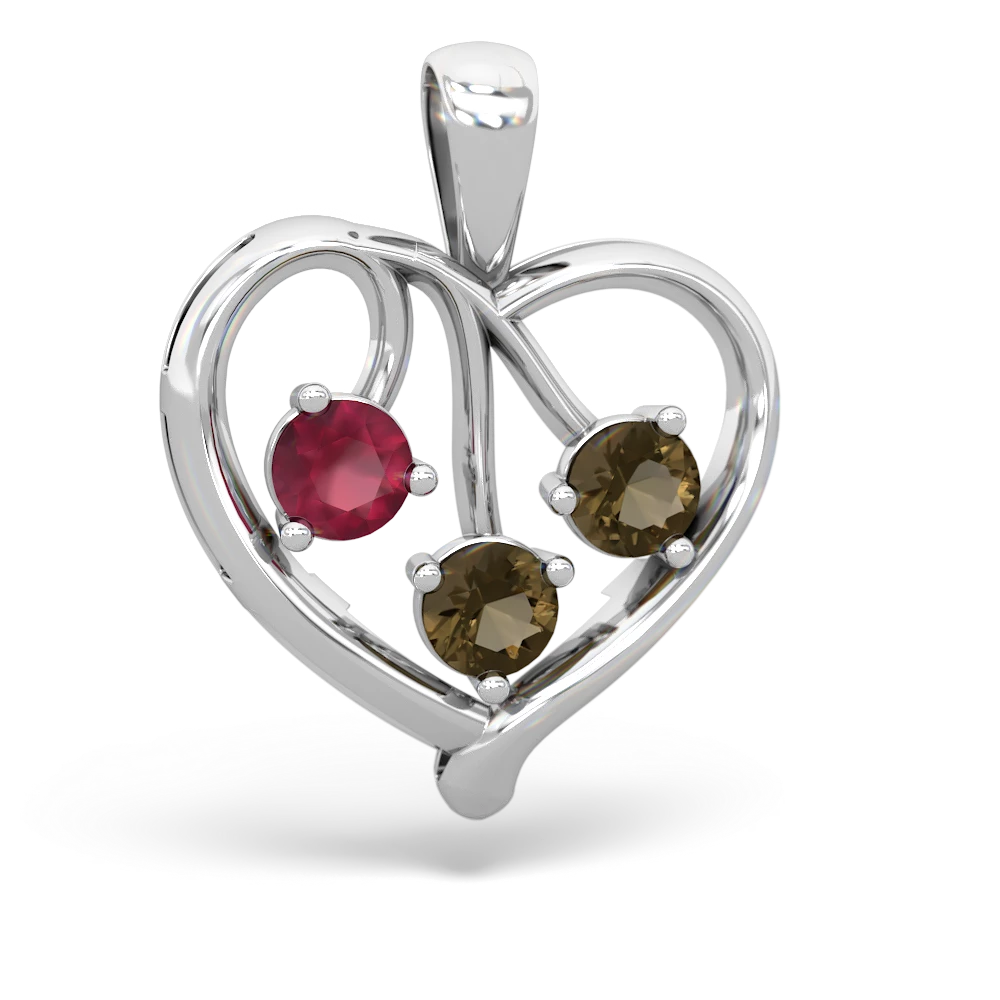 Ruby Glowing Heart 14K White Gold pendant P2233