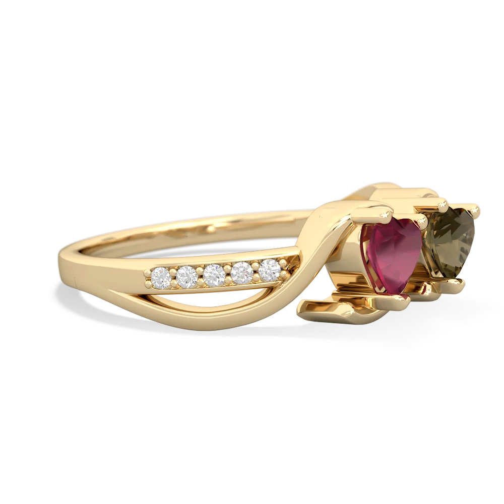 Ruby Side By Side 14K Yellow Gold ring R3090