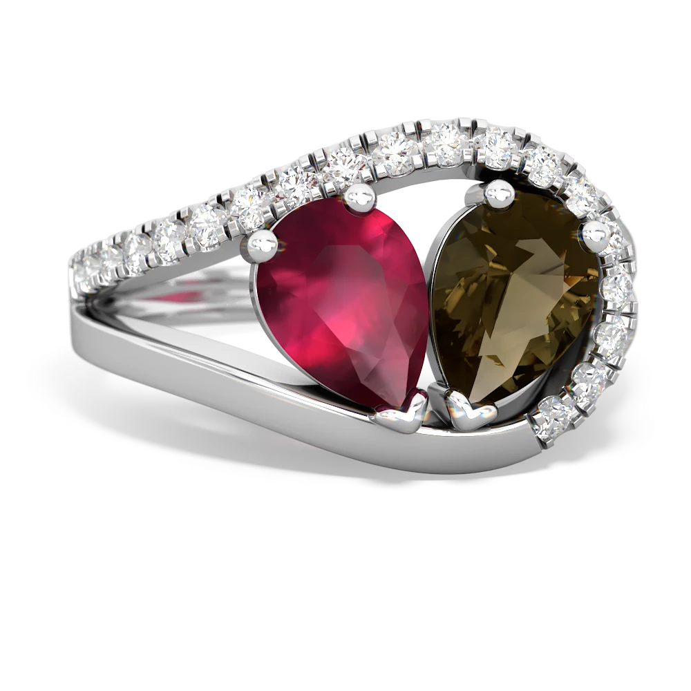 Ruby Nestled Heart Keepsake 14K White Gold ring R5650