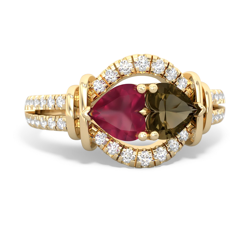 Ruby Art-Deco Keepsake 14K Yellow Gold ring R5630