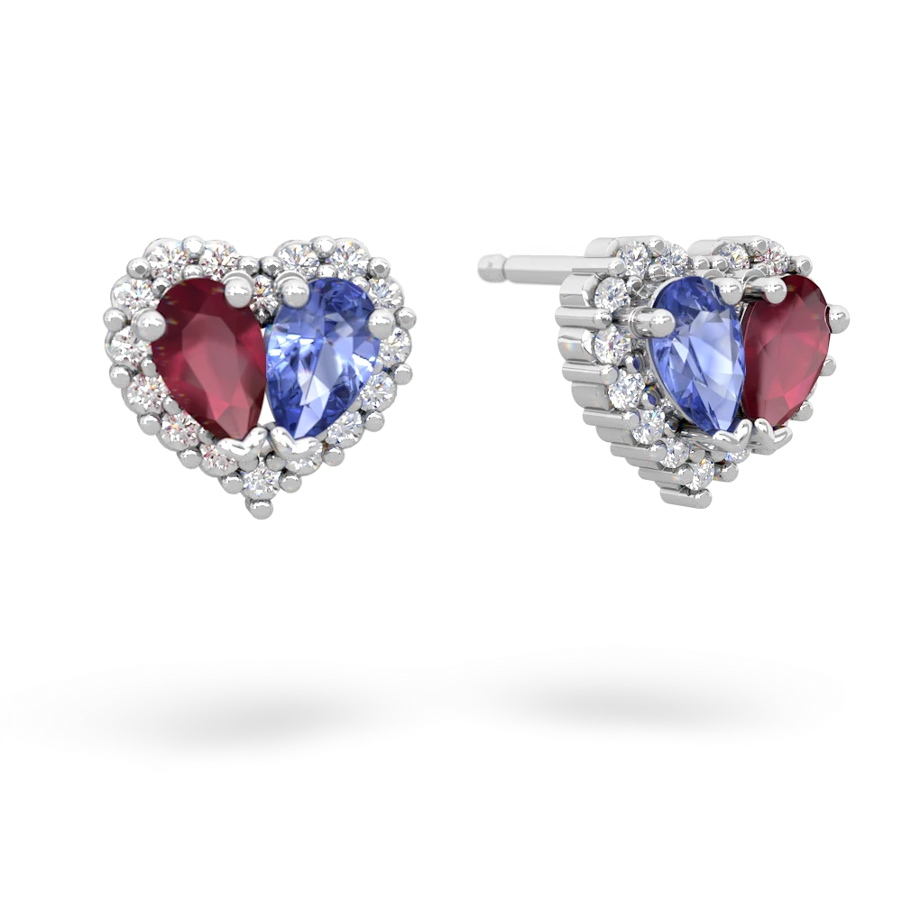 Ruby Halo 14K White Gold earrings E7008