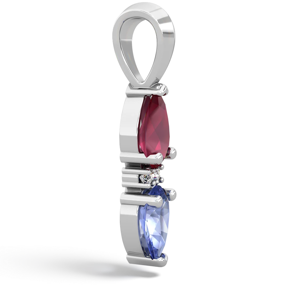 Ruby Bowtie Drop 14K White Gold pendant P0865