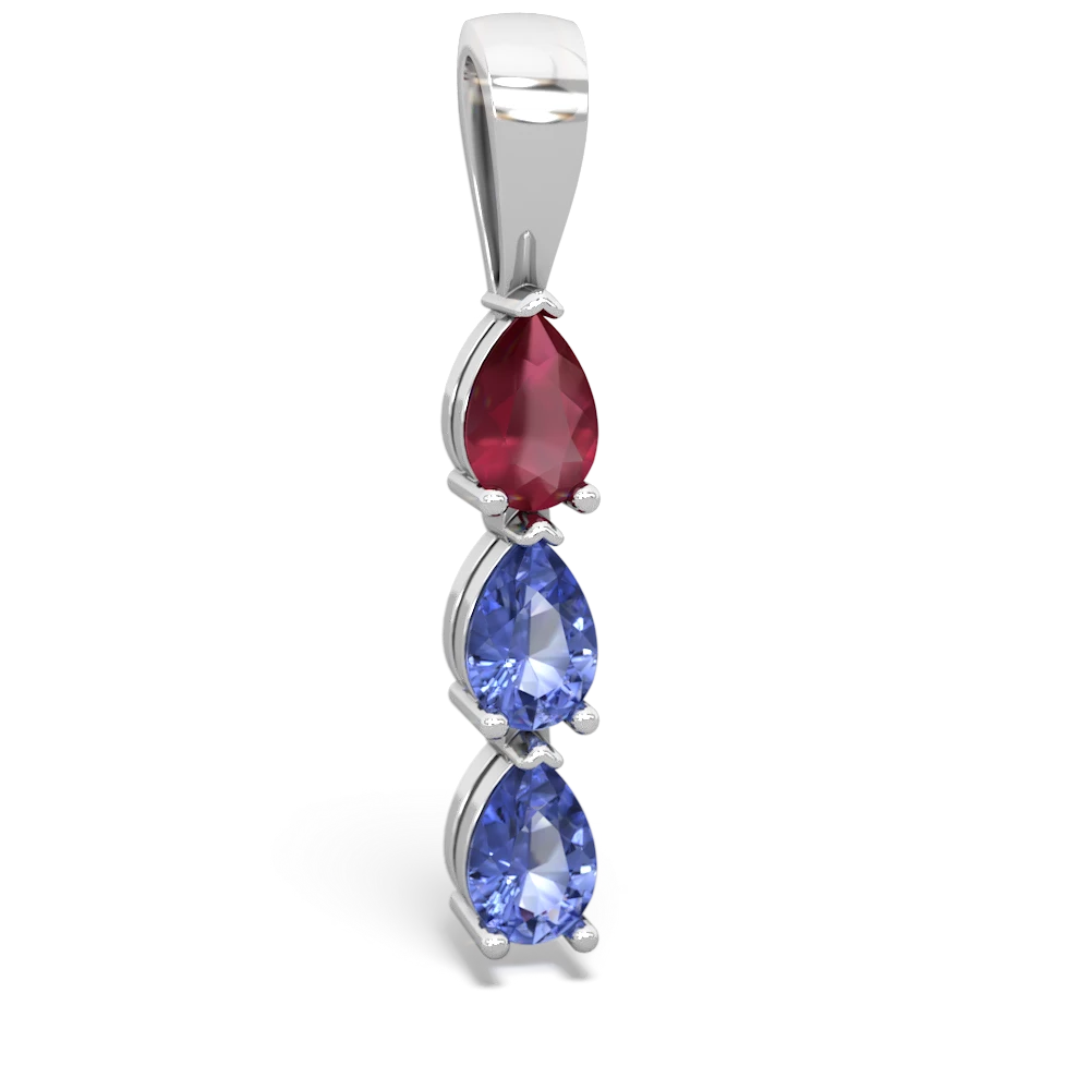 Ruby Dew Drops 14K White Gold pendant P2251