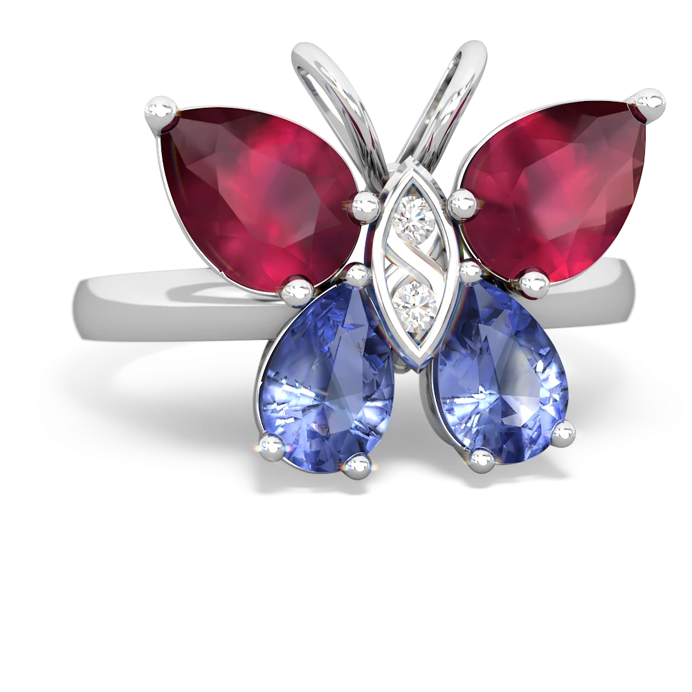 Ruby Butterfly 14K White Gold ring R2215