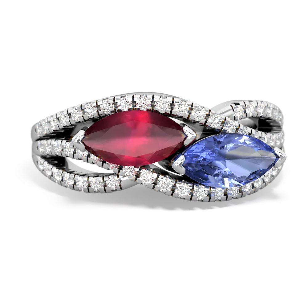 Ruby Diamond Rivers 14K White Gold ring R3070