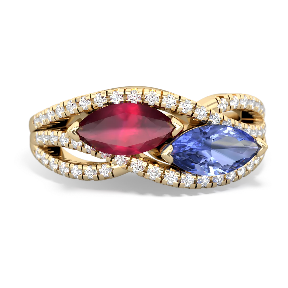 Ruby Diamond Rivers 14K Yellow Gold ring R3070