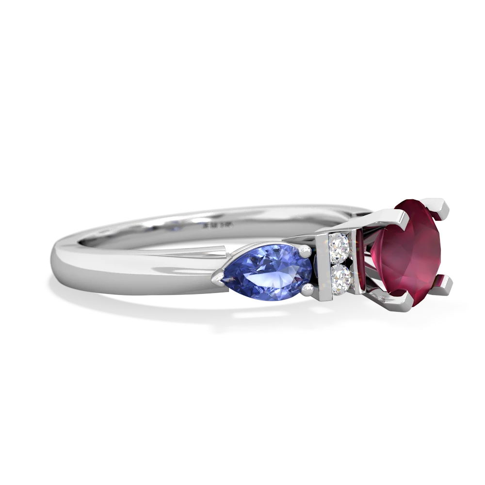 Ruby 6Mm Round Eternal Embrace Engagement 14K White Gold ring R2005