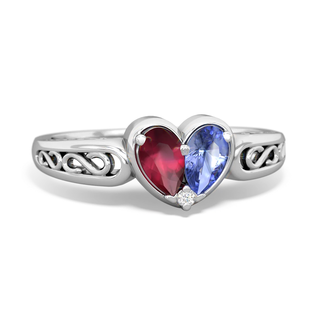 Ruby Filligree 'One Heart' 14K White Gold ring R5070