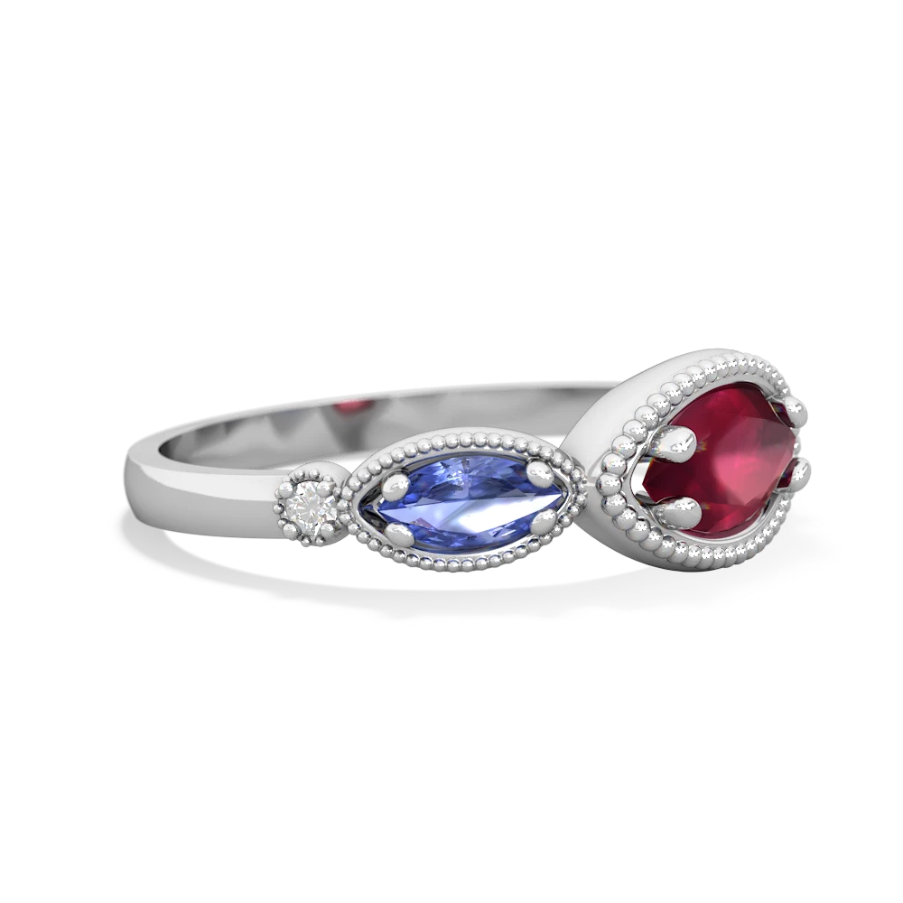 Ruby Milgrain Marquise 14K White Gold ring R5700