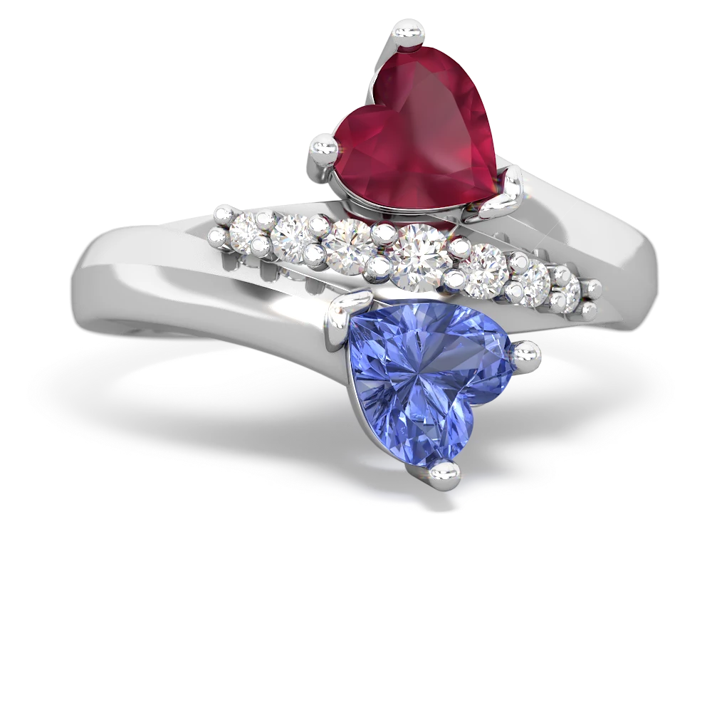 Ruby Heart To Heart 14K White Gold ring R2064