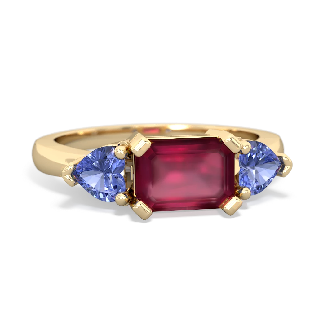 Ruby Three Stone 14K Yellow Gold ring R5235