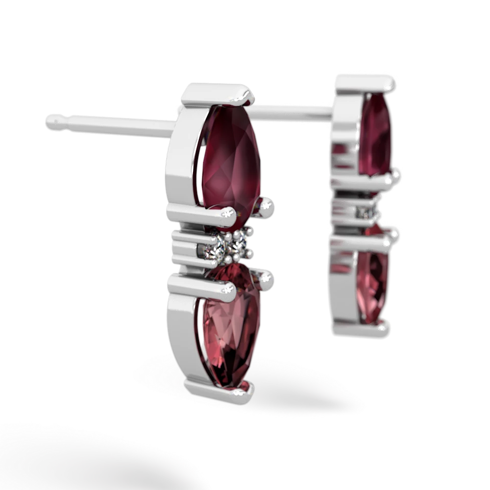 Ruby Bowtie Drop 14K White Gold earrings E0865