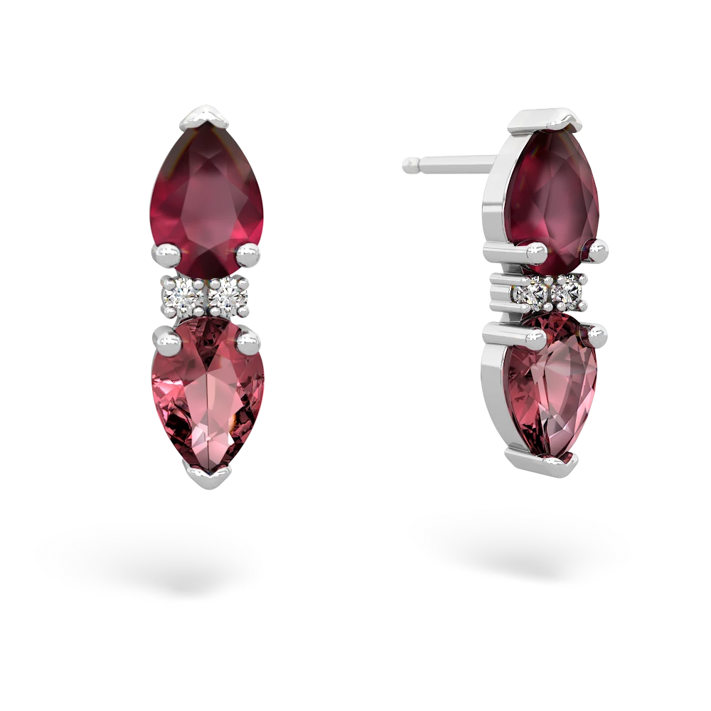 Ruby Bowtie Drop 14K White Gold earrings E0865