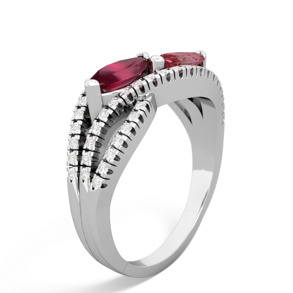 Ruby Diamond Rivers 14K White Gold ring R3070