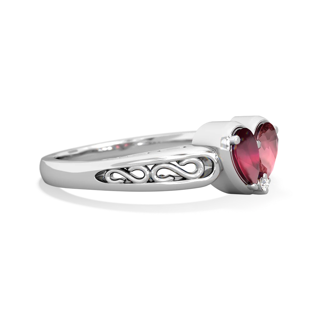 Ruby Filligree 'One Heart' 14K White Gold ring R5070