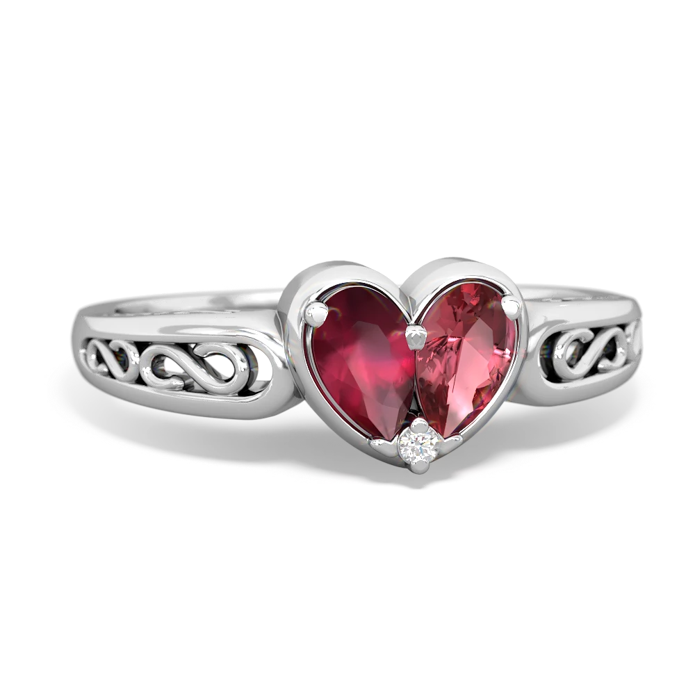 Ruby Filligree 'One Heart' 14K White Gold ring R5070