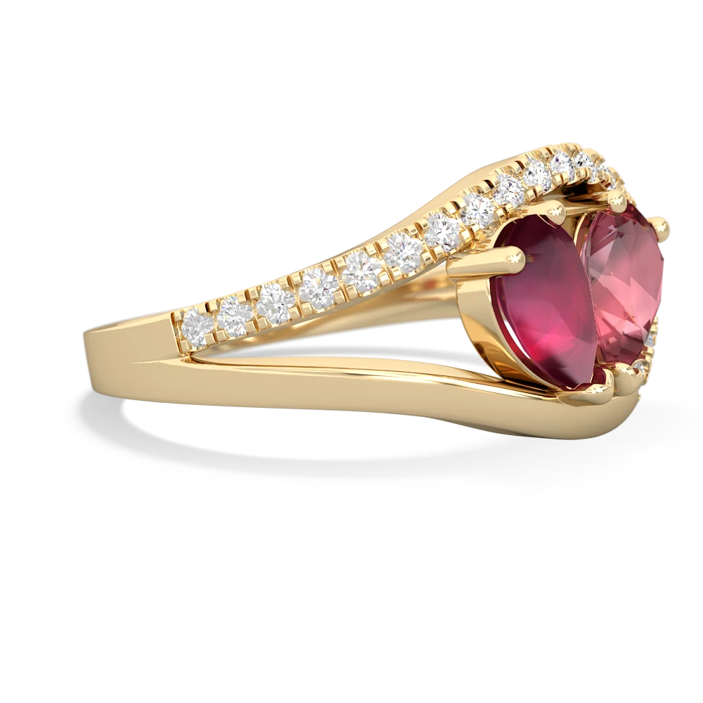 Ruby Nestled Heart Keepsake 14K Yellow Gold ring R5650