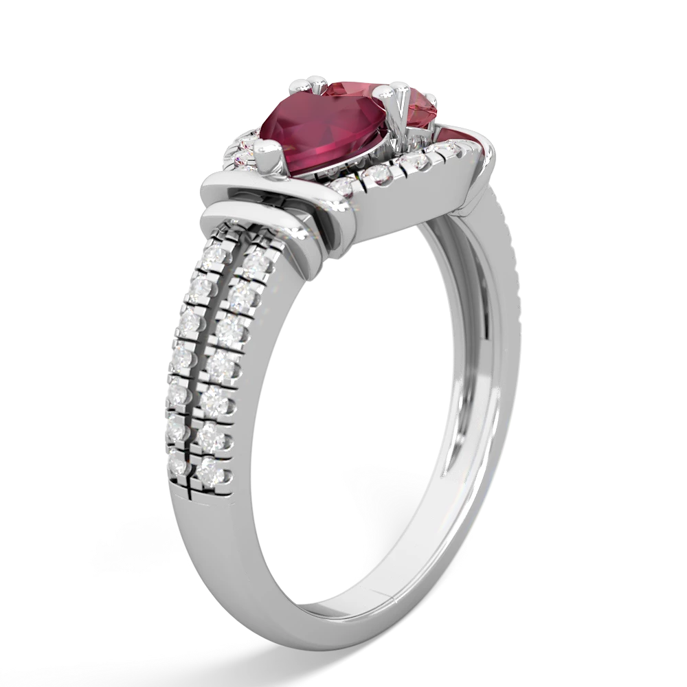 Ruby Art-Deco Keepsake 14K White Gold ring R5630