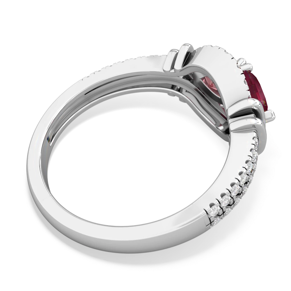 Ruby Art-Deco Keepsake 14K White Gold ring R5630