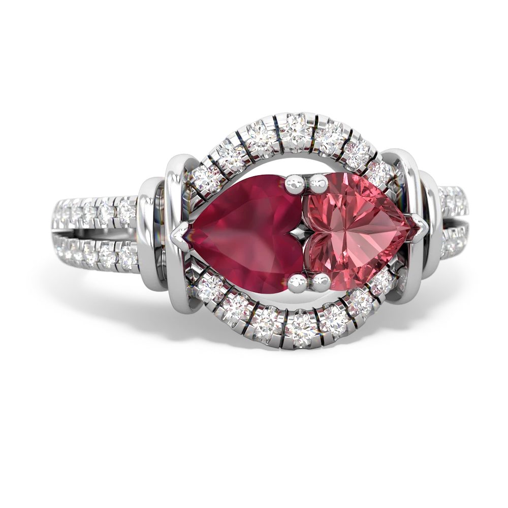 Ruby Art-Deco Keepsake 14K White Gold ring R5630